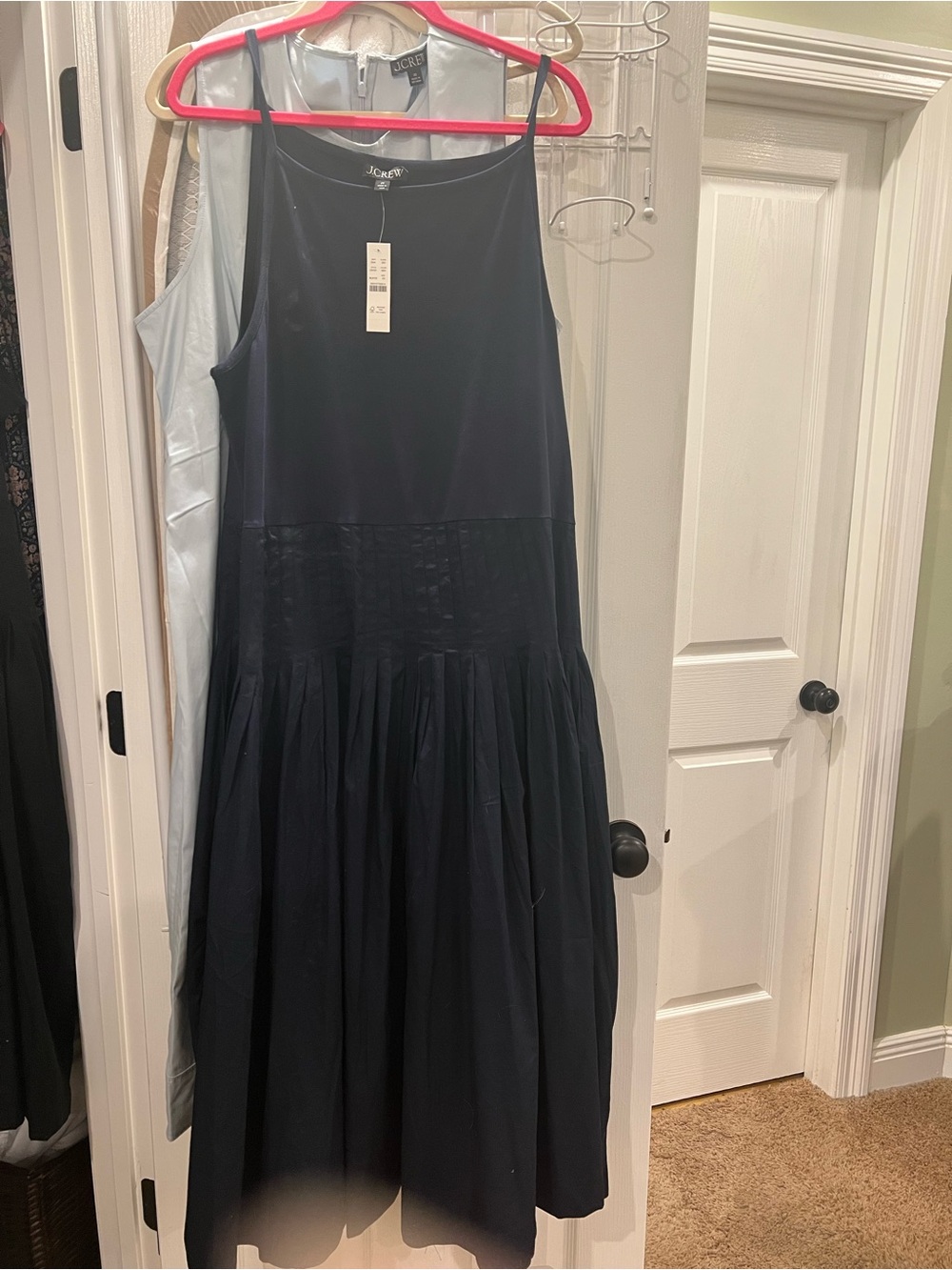 J. Crew Navy Sleeveless Drop-Waist Midi Dress 2X